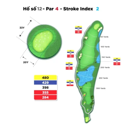 Hố 12 Kings Course Sân Golf Hoàng Gia - Sân Golf Yên Thắng - Royal Golf Ninh Binh Alegolf