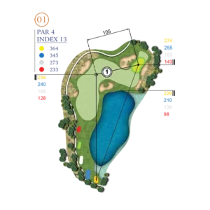 Hố 1 Sân Hồ Hố 1 Sân Hồ của sân Vinpearl Golf Hải Phòng