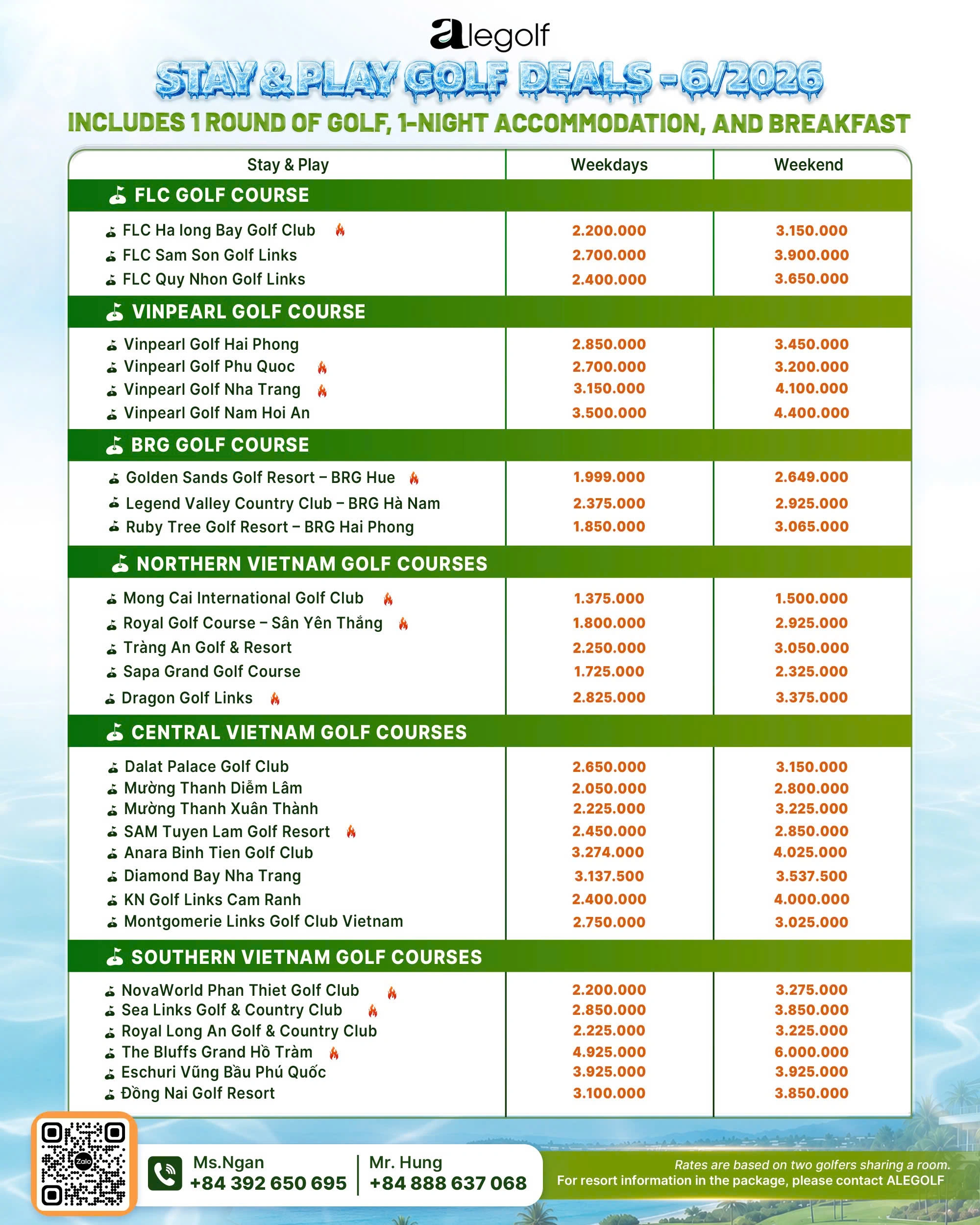 Bảng giá Stay & Play tháng 6/2026